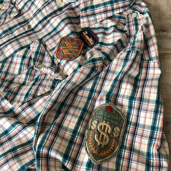 FREE SHIRT Brand Men's Plaid Snap Front Shirt XL - Picture 2 of 4